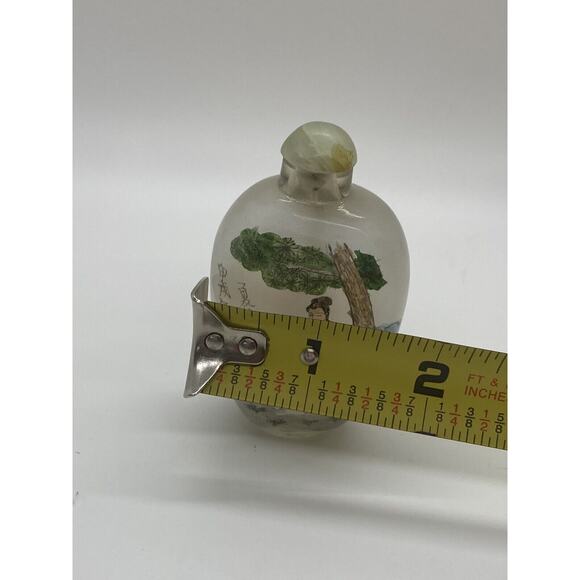 Vintage Chinese Snuff Bottle Painted Glass Woman in Landscape Scene with Trees - Picture 7 of 11